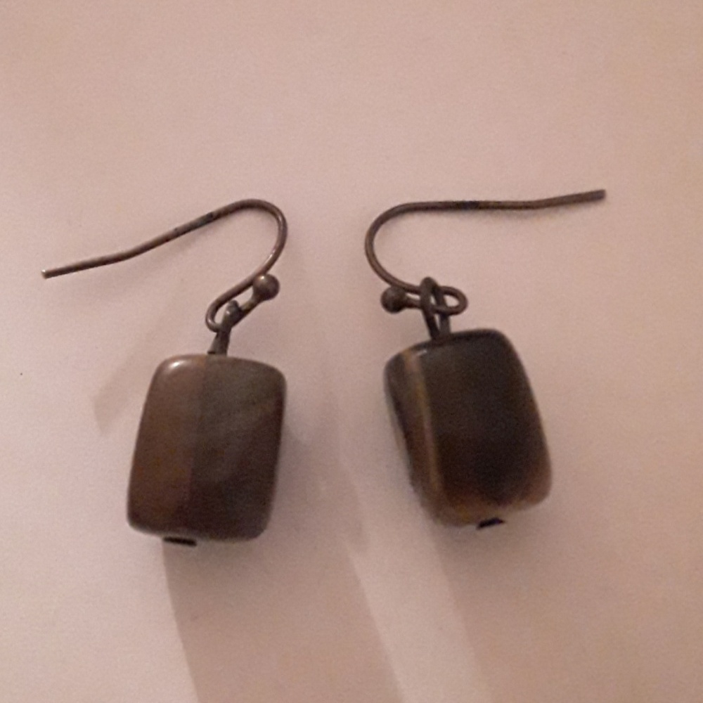 Genuine Tiger Eye Gemstone Earrings